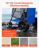Strandkarre mit großen Rädern für Sand, 75 kg Tragfähigkeit, Robuster faltbarer Strandwagen mit 250 mm Vollgummirädern, Isolierte Kühltasche, Sonnenschirm