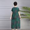 Mother Middle-aged Summer Cotton and Linen Dress Plus Size 100kg Loose Casual Linen Long Skirt Over The Knee