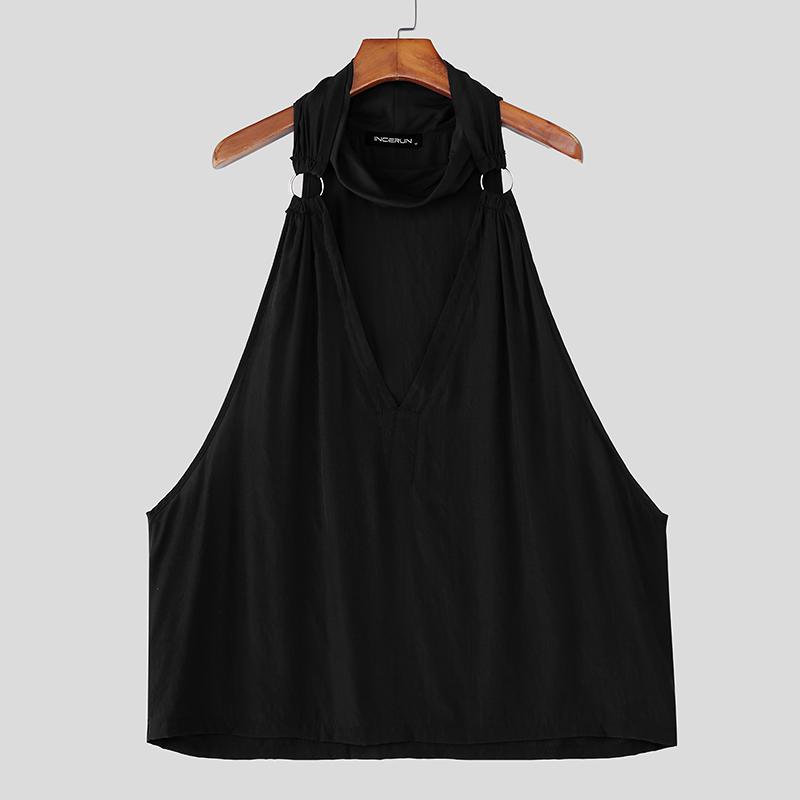 INCERUN Maiouri fără mâneci cu decolteu adânc pentru bărbați, de petrecere, casual, largi, tricouri de corp