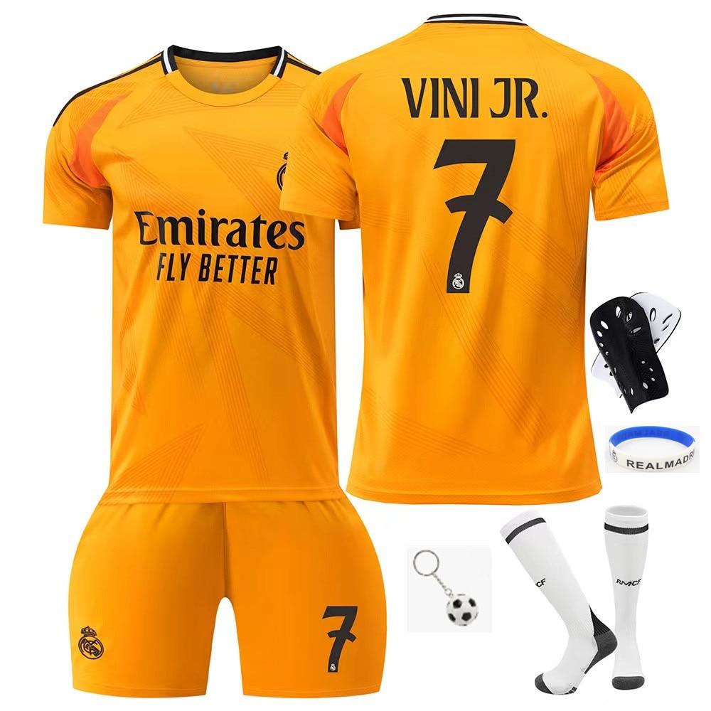 2024/2025 Real Madrid Vinicius Çocuk Futbol Forması - Nefes Alabilen Hızlı Kuruyan Polyester Turuncu