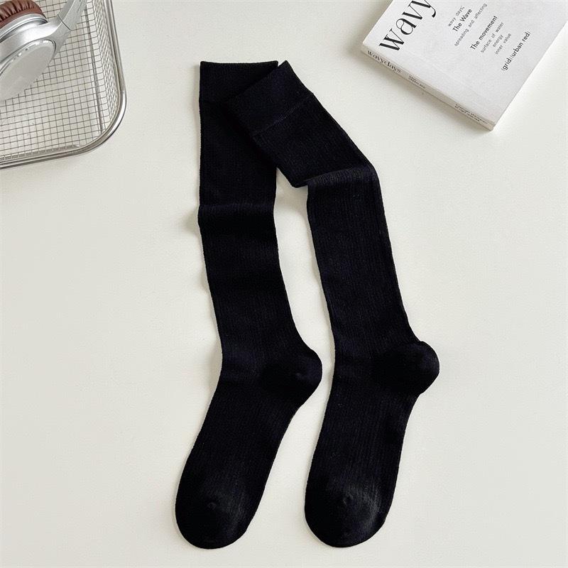 1/4Paris Women Stockings Women'S Mid-Calf Socks Jk Lolita Sweet Girls Long Socks Stocking Solid Color Black White Gray Knee Sock