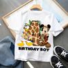 Children's T-shirt Mickey Birthday Party Numbers 1-9 Printed T-shirt Pure Cotton Breathable Trendy Cool Parent-child Outfit