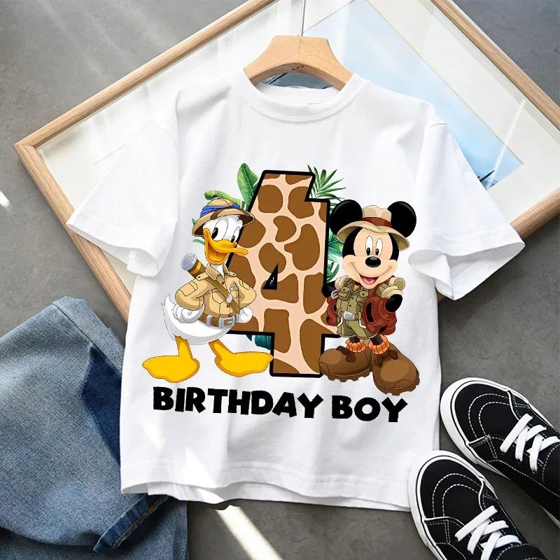 Children's T-shirt Mickey Birthday Party Numbers 1-9 Printed T-shirt Pure Cotton Breathable Trendy Cool Parent-child Outfit
