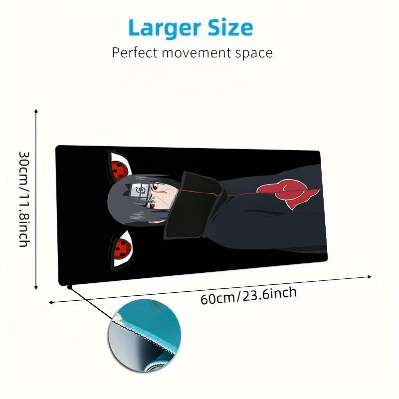 Uchiha Sasuke Mouse Pad, Large Gaming Desk Mat, Non-slip XXL Mousepad for Laptop & Tablet, Mini PC Playmat with Stitched Edges
