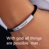 Cross Jesus Scripture Quote Bracelet Christian Bible Verse Engraved Letters Stainless Steel Bracelets Braided Rope Wristband