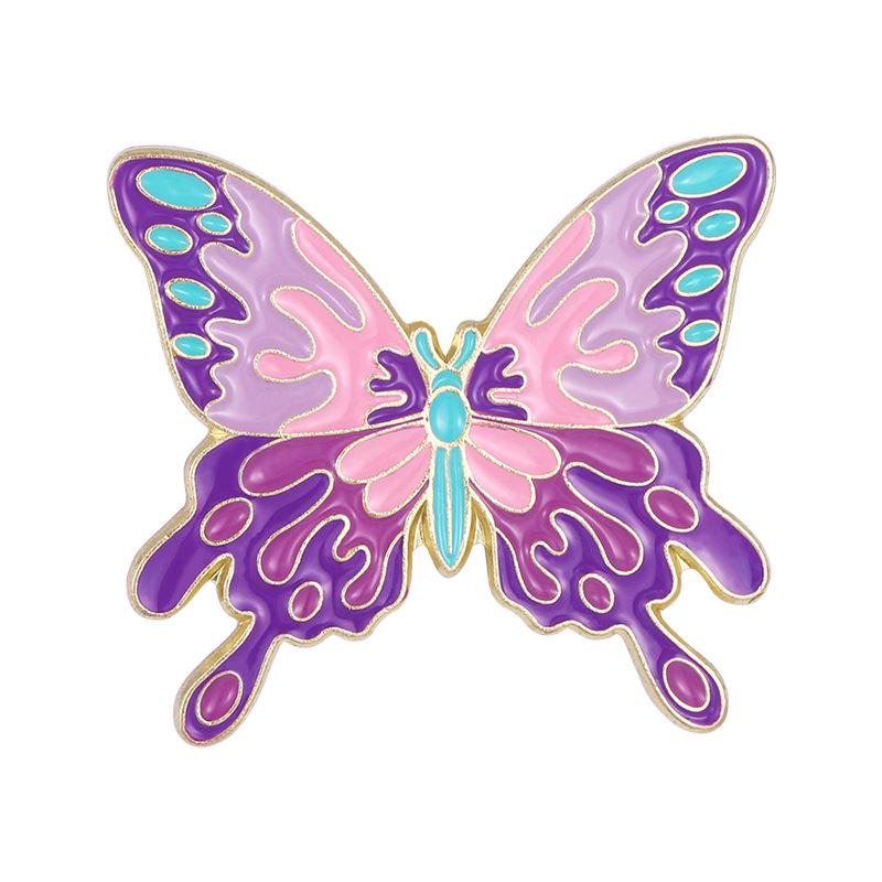 Purple Cartoon Butterfly Floral Corsage Badge - Creative Insect Design, Small Accessory