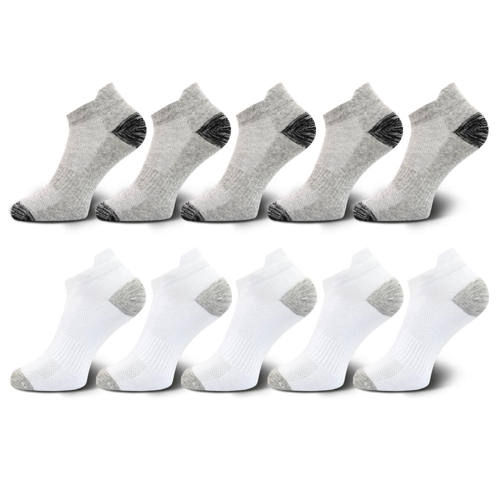 

10 пар в упаковке, высококачественные мужские спортивные носки, хлопковые спортивные носки для бега, спортивные носки с низким вырезом для мужчин и женщин, размер 38-47 EUR38-43 серый/белый