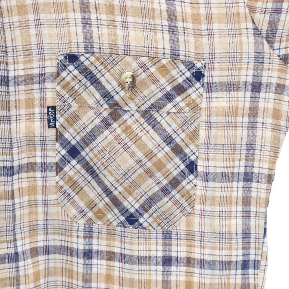 Levi's 70s Vintage Check Pattern Long Sleeve Shirt M Beige and Others Men's Used