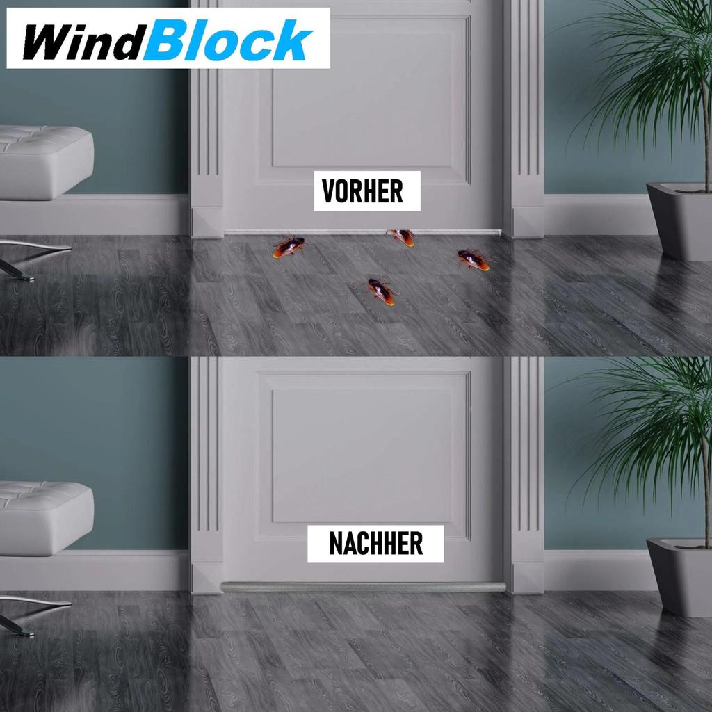WINDBLOCK Draught Excluder Door Bottom Seal Wind Stopper Seal Insulation Set of 2
