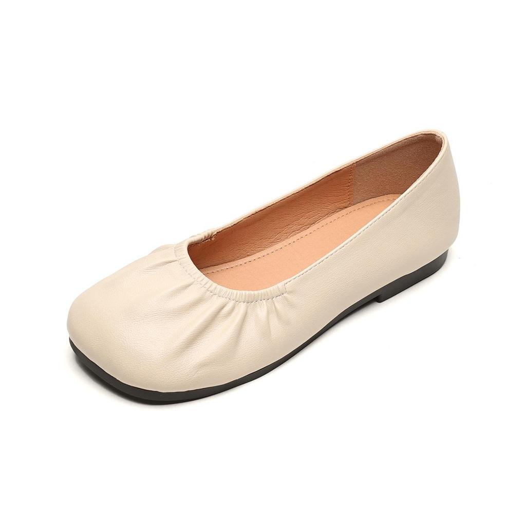 Weiwei Girl Women's Retro Square Toe Slip-On Flats with Soft Sole