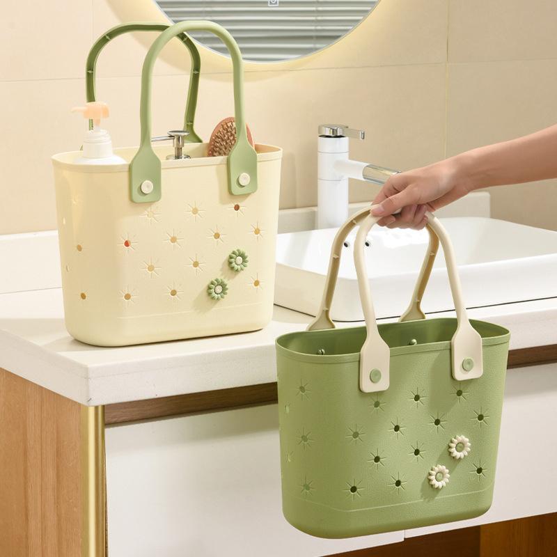 Simple Storage Bathroom Basket Household Portable Hollow Drain Storage Basket Student Dormitory Bathing Basket