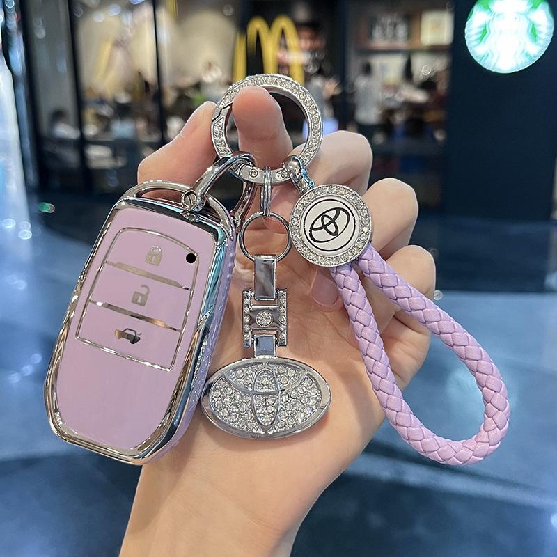 TPU Car Key Case Fob Cover for Toyota CHR Hilux Fortuner Land Cruiser 200 Camry Corolla Crown RAV4 Highland Keychain Accessories
