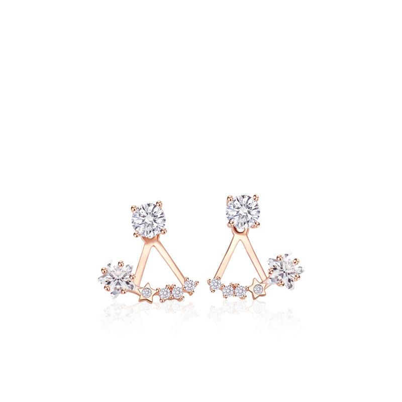 Star Fan Stud Earrings Female Korean Version Personality Temperament Wear More Lucky Five-pointed Star Creative Diamond Earrings