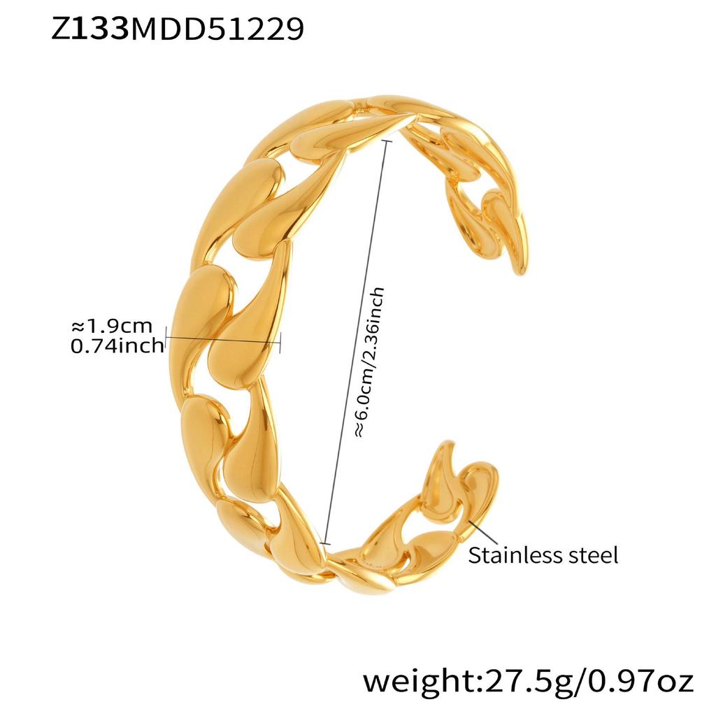 18K Gold-Plated Stainless Steel Round Pendant Bracelet with Zircon Inlay for Women - Popular European & American Style