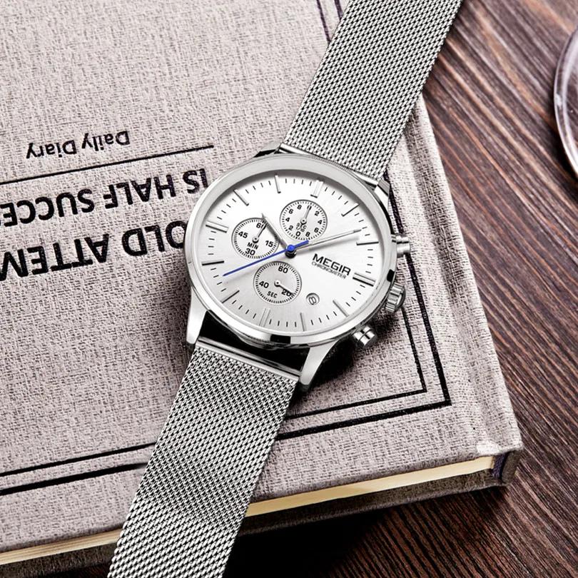 Quartz Watch For Men Stainless Steel Wristwatch Luxury Business Clock Waterproof Luminous Date Chronograph With Box