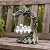 Creative Holiday Gift for Home Glowing Ghost On Swing Resin Yard Decor, Weatherproof Halloween Outdoor Garden Ornament with Gothic Style Ornaments