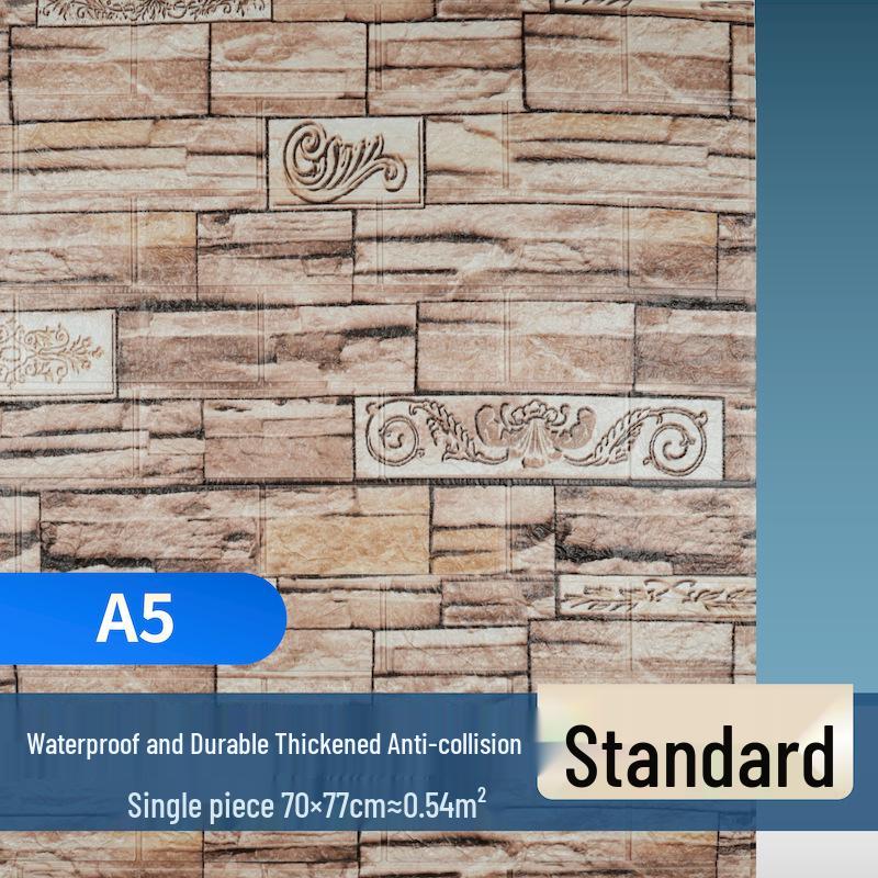 Retro 3D Brick Pattern Self-Adhesive Moisture-Proof Wallpaper Sticker