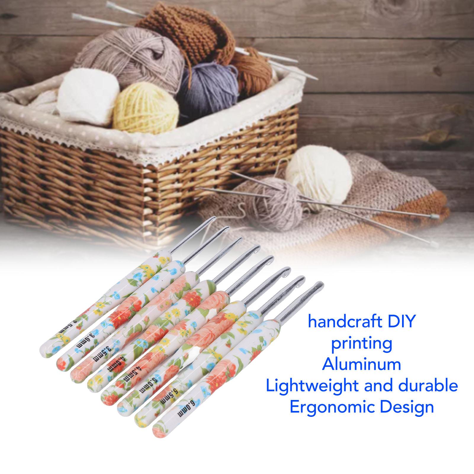 8pcs Crochet Hook Set Printing Aluminum Handcraft   Colorful Crochet Hook Ergonomic Knitting Hook for Knitters for Sewing