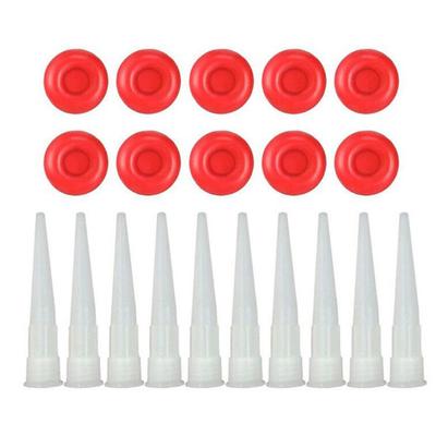 10 Sets Silicone Caulking Nozzles Tube Nozzle Cap Cartridge Nozzle With Red Nozzles Cap Sealing Cap Household Sealant Tool