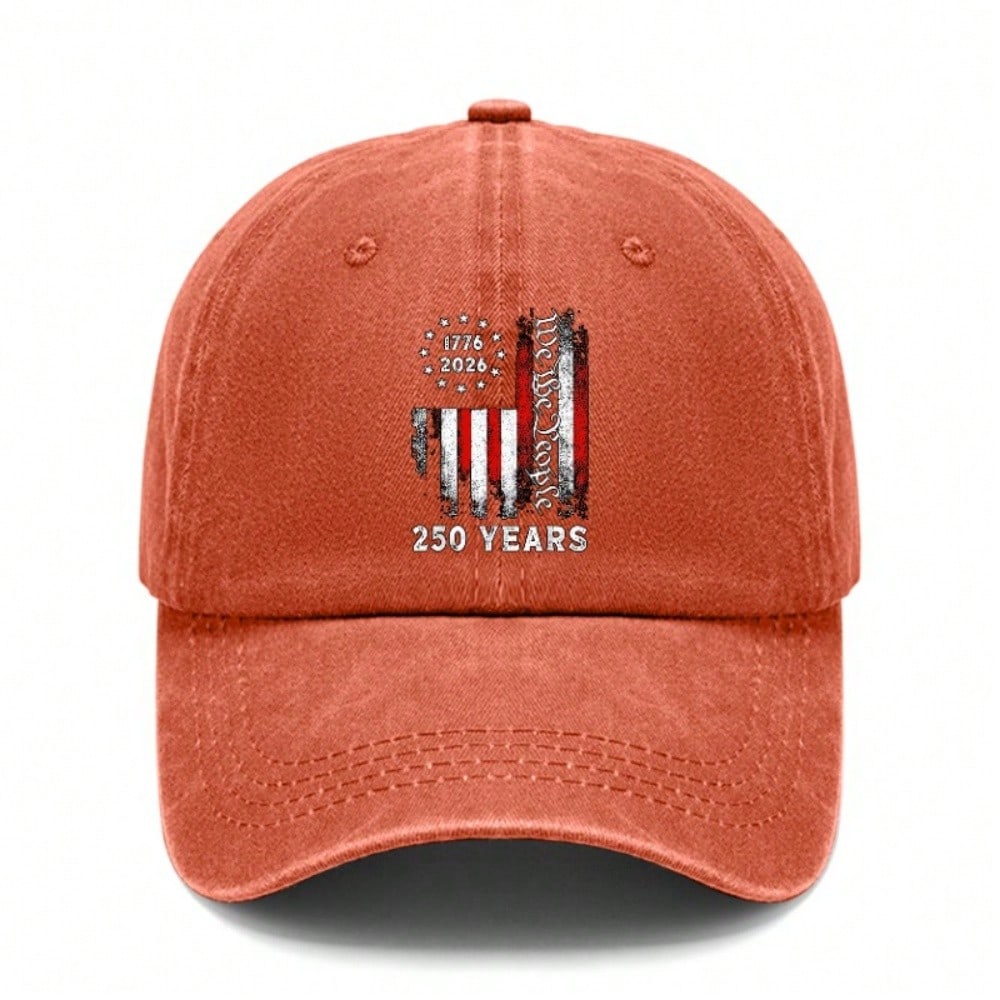 Patriotic Baseball Cap - 250Th Anniversary Commemorative "WE THE PEOPLE" Print Adjustable Vintage Washed Polyester Hat Unisex Outdoor Sports Daily