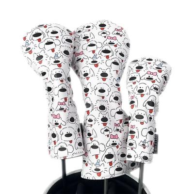 Yousheng Golf Club Cover for Drivers Fairway Woods Hybrids Mallet Putter Headcover Cartoon Puppy Design Golf Club Protector