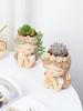 Cute Girl Small Plant Pot Resin Succulent Planter for Home Office Desk Mini Ornament Fairy Garden Flowerpot Decoration