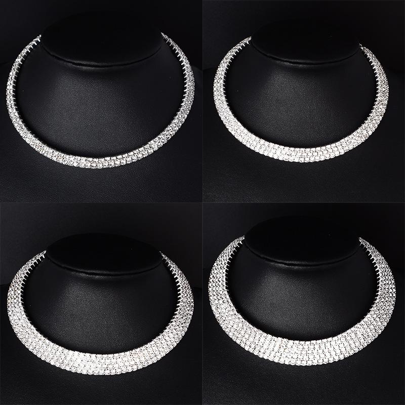 Fashion Jewelry Full Diamond Rhinestone Multi-Layer Multi-Row Collar Bridal Crystal Collar Short Collar Necklace