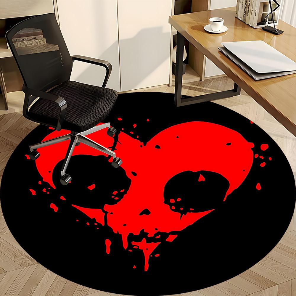 1pc Blood Heart Office Round Area Rug, Indoor Mat Suitable ForOffice, Under Office Chairs Bedroom Living Room Home Decor, Room Deco T211