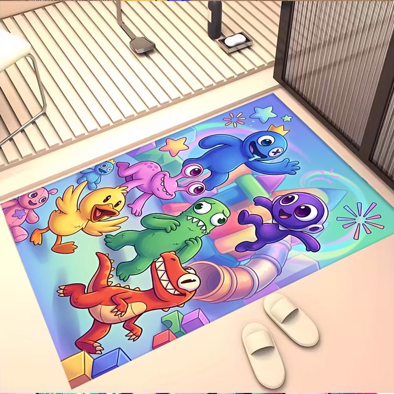 Game Rainbow Friends Print Rug, Washable Floor Carpet, For Entryway Dorm Laundry Room Office Study, Home Decor Birthday Christmas Gift
