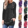 Elegant Women's Casual Long Sleeve Pullover Sweater With Chic Button Details And O-neck