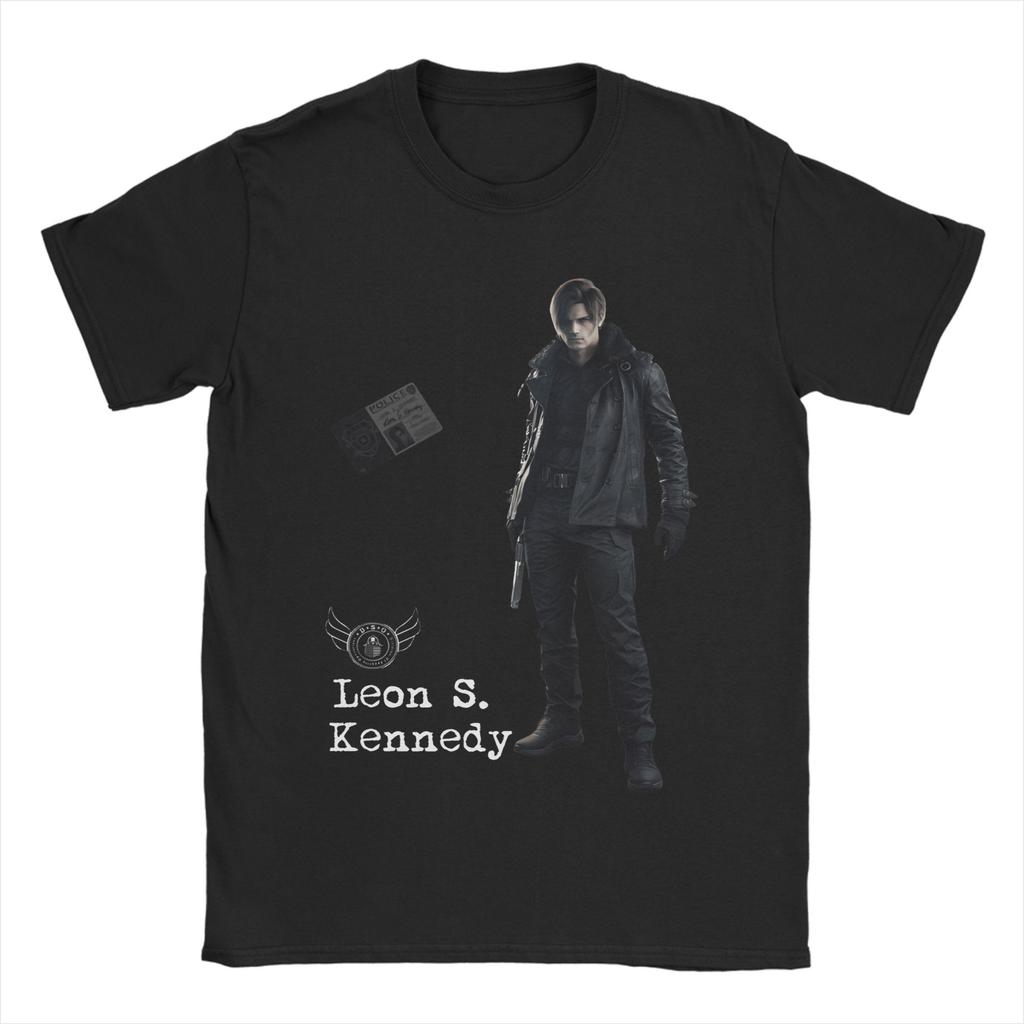 leon s kennedy T Shirt Beach Cotton TShirts For Men Hip Hop Loose Tee Shirt Short Sleeve Funny Top Tees