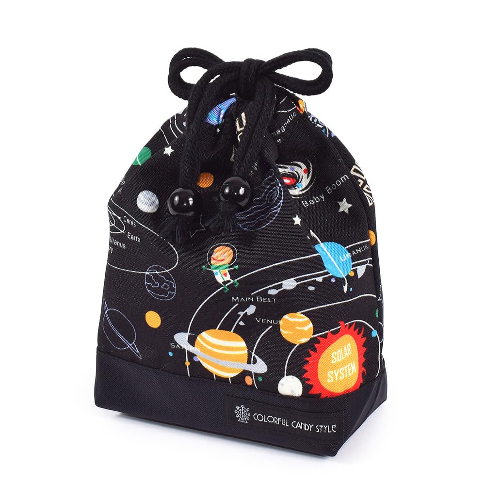 COLORFUL CANDY STYLE Entrance Series Set with and Solar System Planets and Cosmo Planetarium Shoe Large Drawstring Drawstring Bag Lesson Lunch Gym