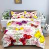 Butterfly Bedding Set 3D Flower Duvet Cover Quilt Cover with Zipper Queen Double Polyester Comforter Set Kid Girl Christmas Gift
