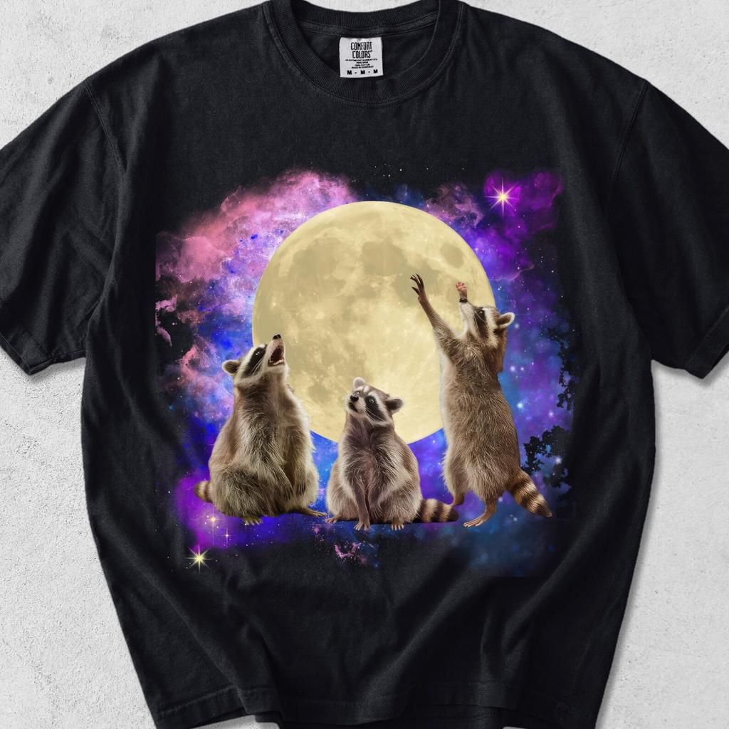Comfort Colors Raccoon Moon Shirt | Retro Oversized Graphic Tee