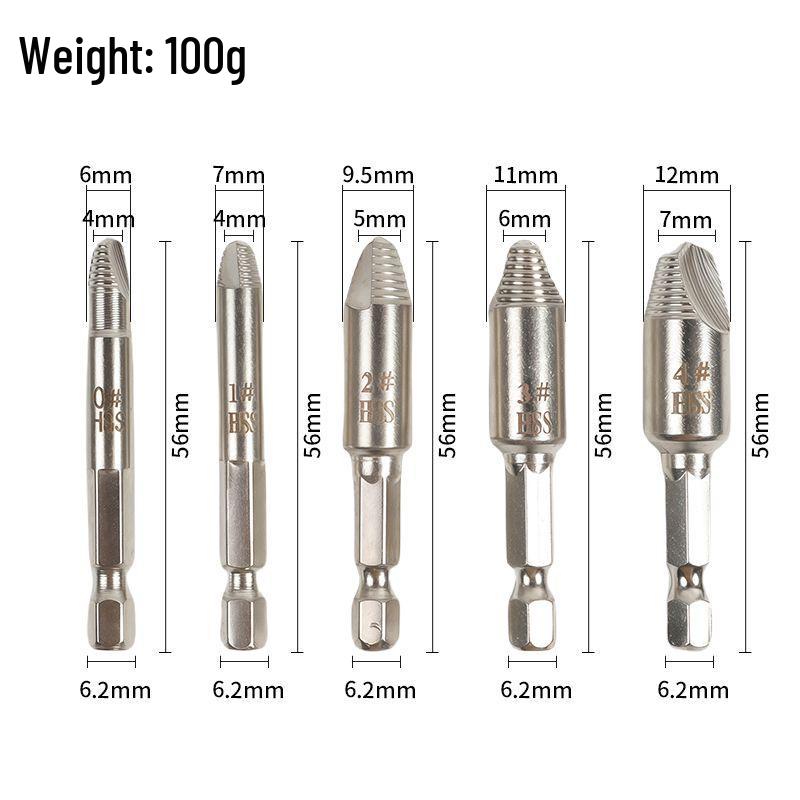 High-Speed Steel Double-Ended Screw Extractor Set 4341