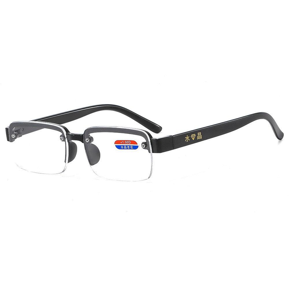 

Retro Half Frame Crystal Reading Glasses For Men And Women HD Presbyopia Anti Radiation Eyeglass C1