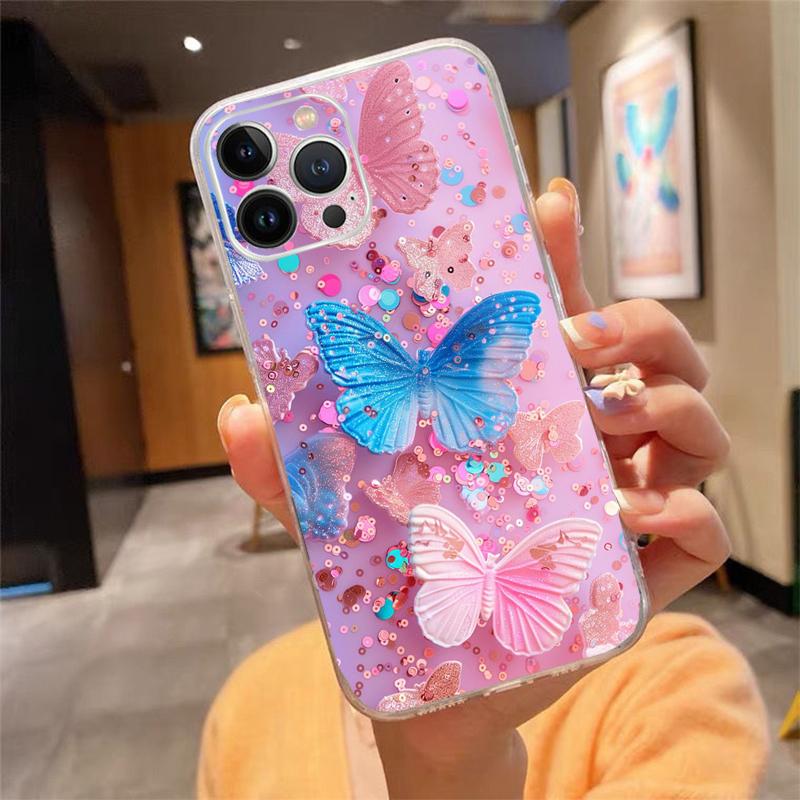 Butterfly Phone Case For iPhone 17 Pro Max Air 17 16 15 14 13 Pro Max 15 16 Pro 15Plus