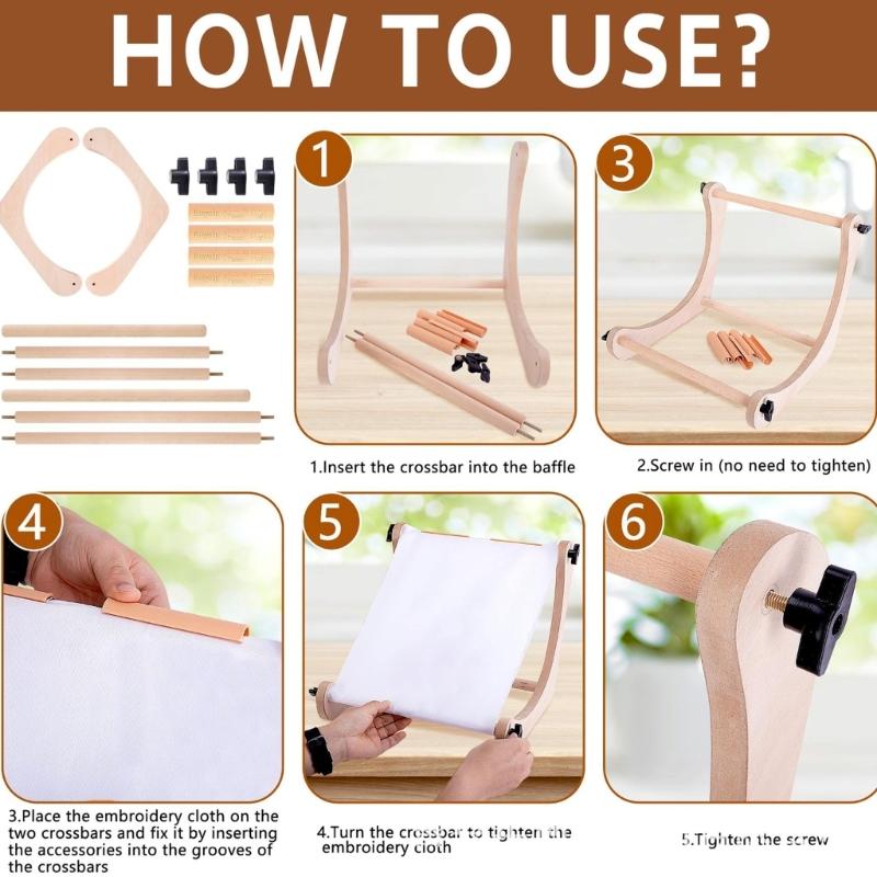 Adjustable Embroidery Hoop Frame With Scroll Function Wooden Embroidery Frame For Stitching Needlework Fabric Crafting