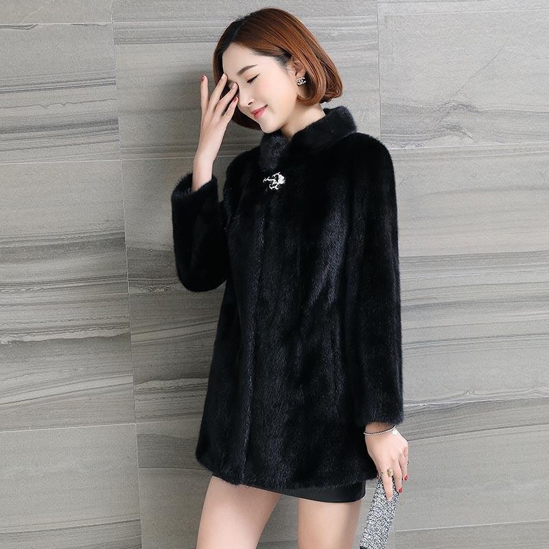 Imitation mink coat women's thickened medium and long imitation mink velvet loose hooded jacket large size mother outfit