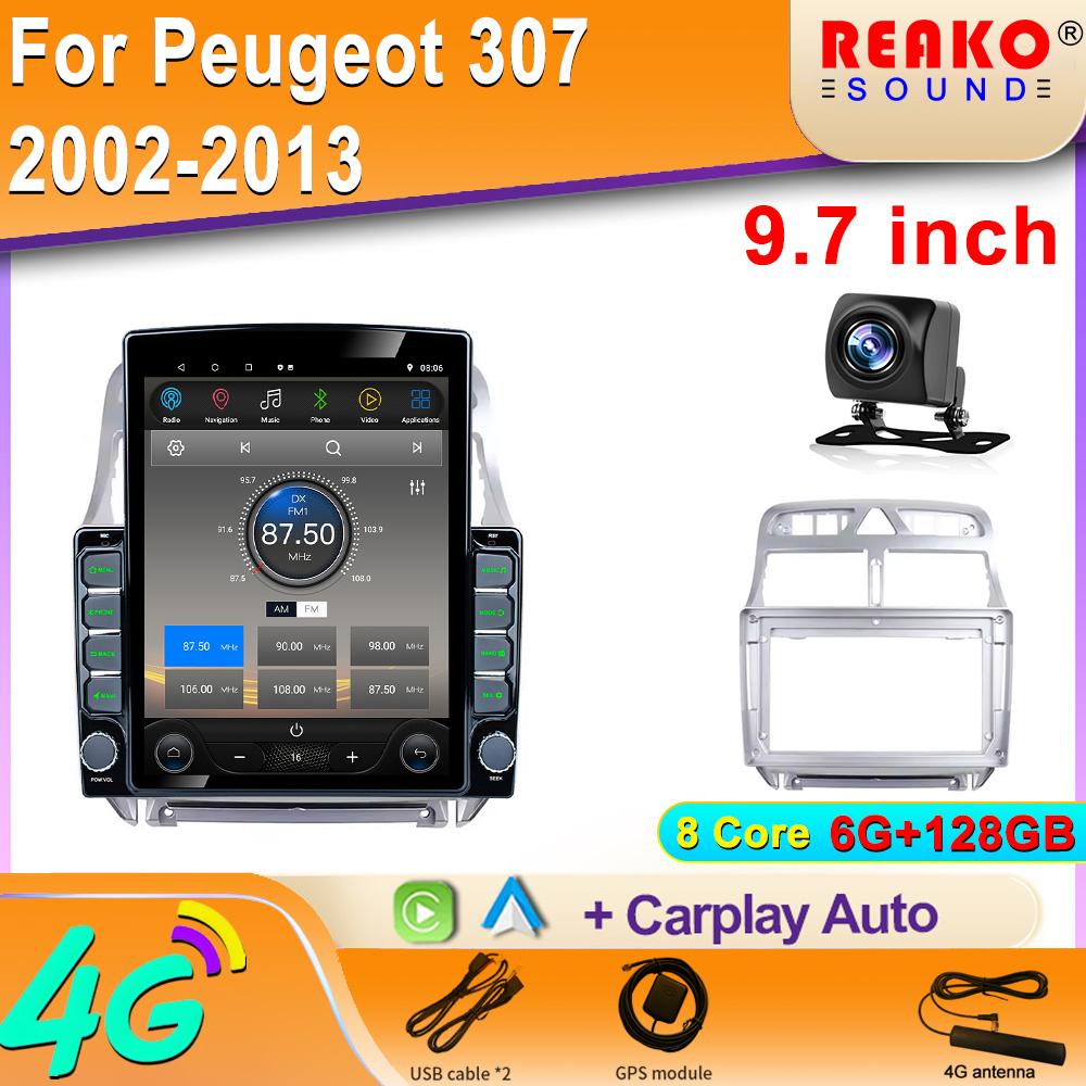 9.7" Tesla Screen Style Android 12 Car Radio For Peugeot 307 2001-2008 Navigation GPS Multimedia Video Player Carplay Head Unit