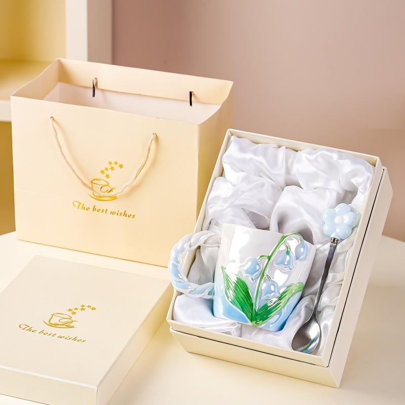 

Расписанная вручную керамическая кружка для девочек, высококлассная подарочная чашка, чашка для воды, сувенир, подарок на день рождения 301-400ml