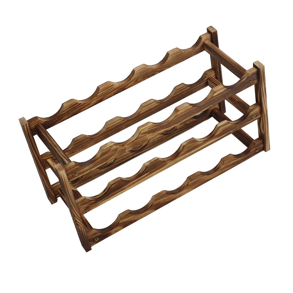 Wine Rack Pine Wood Wine Bottle Storage Shelf Display   Decor for Countertop Home