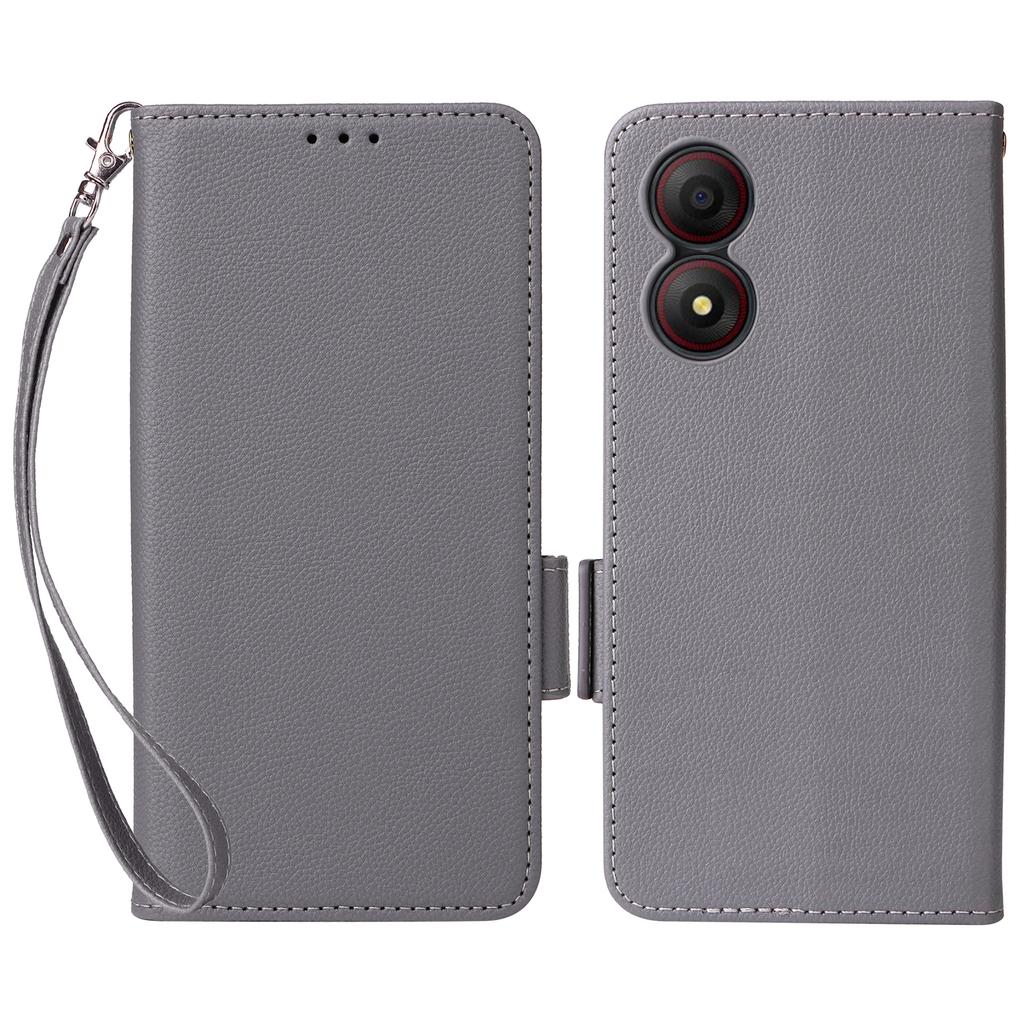 For ZTE Blade A34 Phone Case Leather Litchi Texture Cover with Magnetic Closure