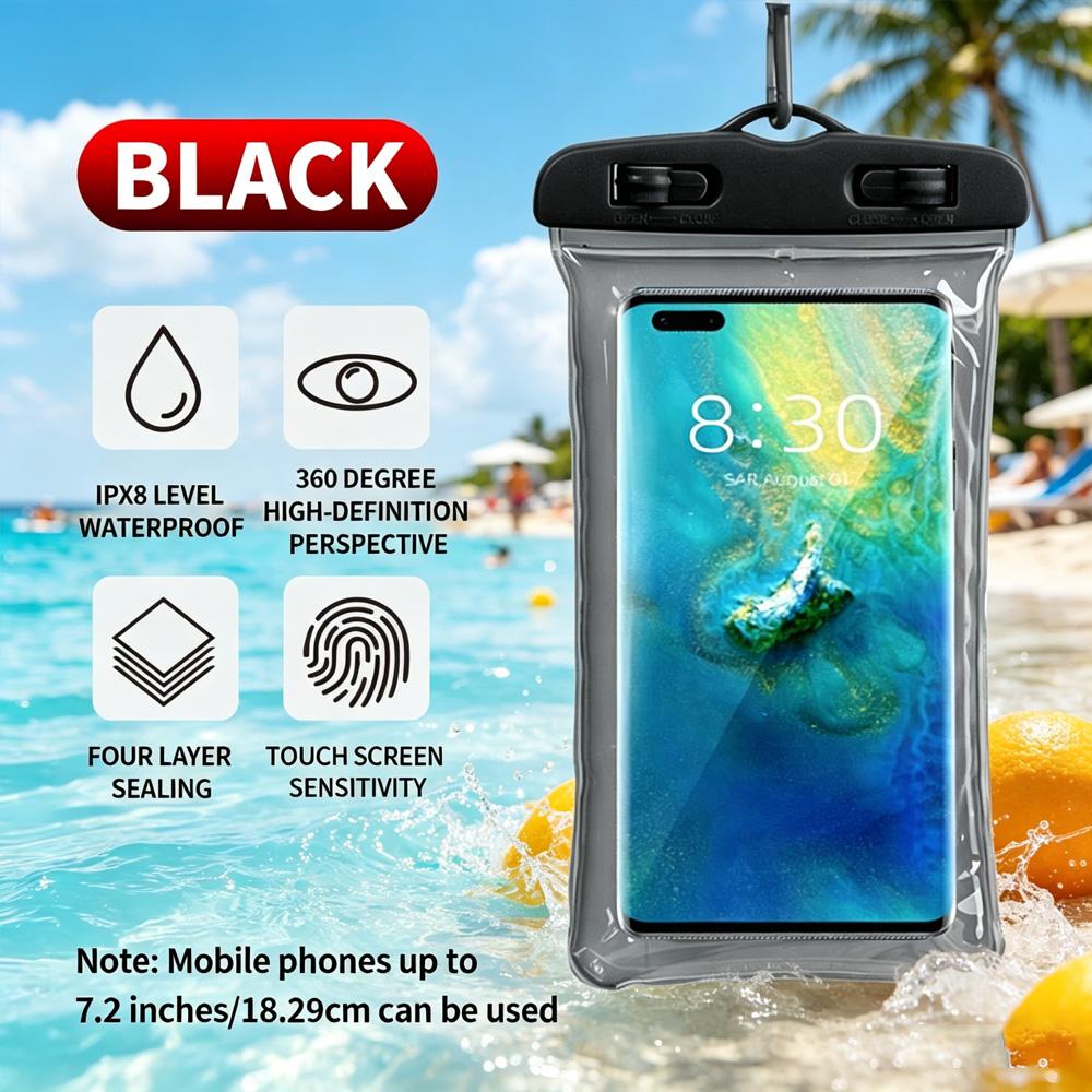 Floating Airbag Phone Waterproof Pouch With Lanyard, High Transparent Touch Screen Waterproof Phone Case For Beach Swimming Surf