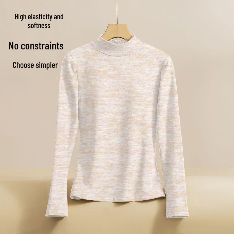 2025 Autumn Plus Size Slim Fit Long Sleeve Loose Base Layer Top for Women with Half High Neck