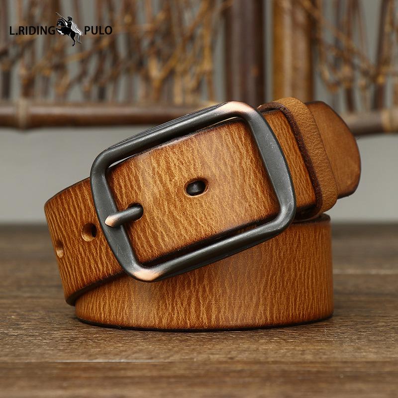 Fashion All-match Genuine Leather Leather Belt Men's Pin Buckle Simple Casual Belt Retro Belt Men's Belt