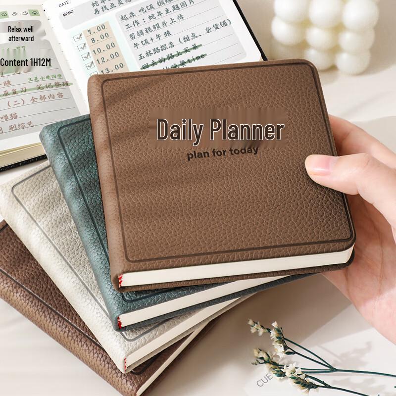Portable Mini Square Daily Planner Notebook коричневый