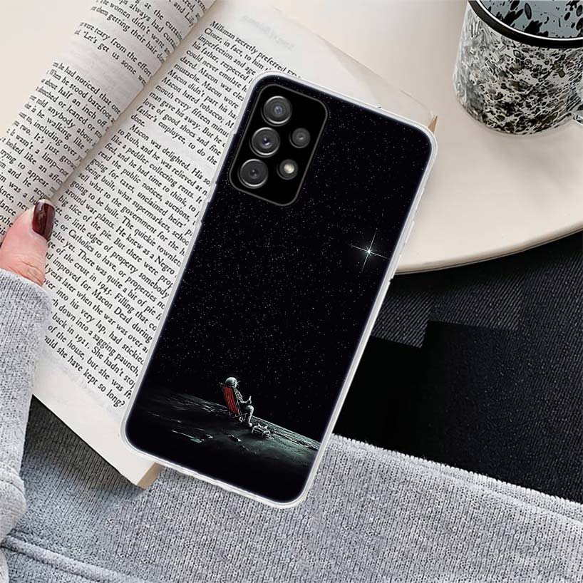 Space Moon Astronaut Phone Case for Samsung Galaxy A17 A16 A15 A14 A13 A57 A56 A55 A54 A53 A37 A36 A35 A34 A33 A26 A25 A24 A23 G