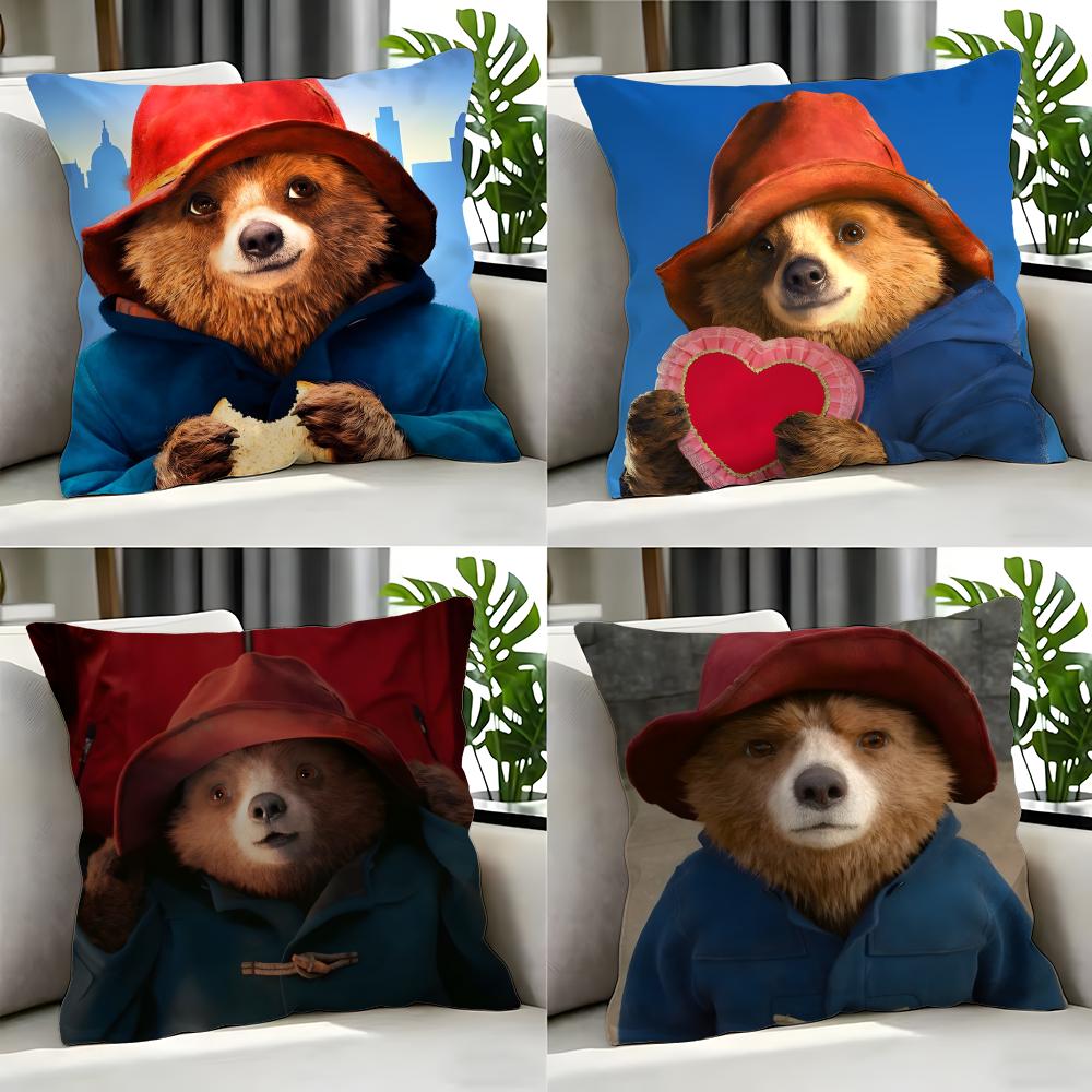 Cartoon Paddington Bear Cushion Cover Cushion Cover Set 4Pcs 50X50 45X45 40X40 Pillowcase Decorative Sofa Home Decor