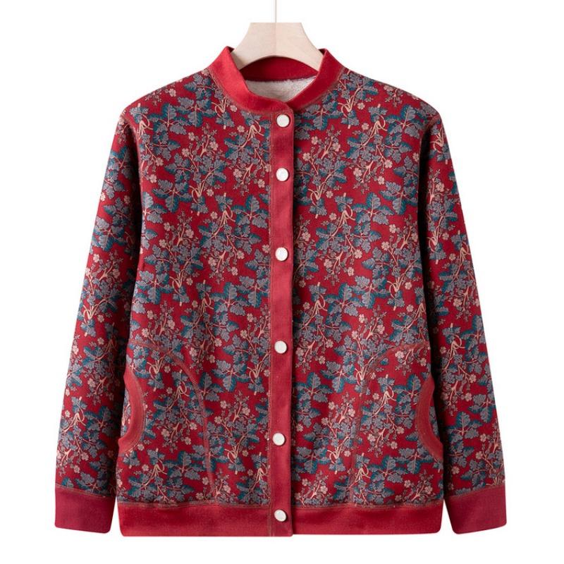 Mom autumn knitted sweater jacket new middle-aged and old casual sweater cardigan women's grandma top for the elderly